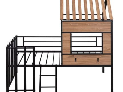 Loft Bed With Roof, Window, Guardrail, Ladder