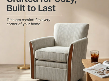 Swivel Accent 360° Rotating Armchair With Turntable Base For Living Room - Cream Beige