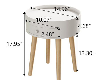 Nightstand With Storage Drawer, Bedside Table For Bedroom - White