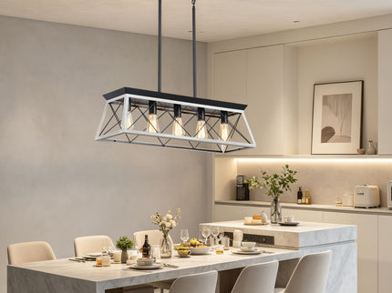 Chandelier Pendant Light For Dining Room Kitchen, 5 Light Fixture With Adjustable Height
