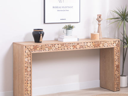 Rustic Wood Console Table With Natural Log Accents, Entryway Table, Narrow Sofa Table, Hallway Accent Table, Modern Farmhouse Style - Natural