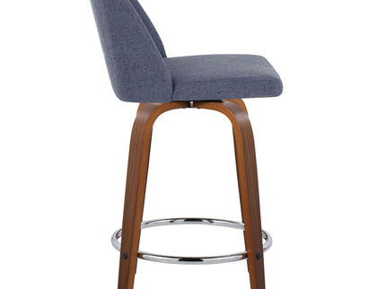 Toriano - Mid Century Modern Fixed Height Counter Stool With Swivel With Round Footrest (Set of 2)