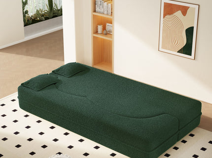 Modern Floor Sleeper Sofa Bed With 2 Pillows, Convertible Twin Size Folding Mattress For Living Room