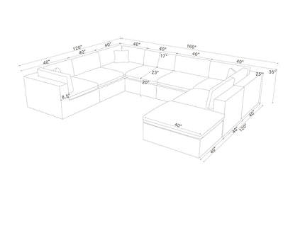 Custom Configuration Modular Sectional With Toss Pillows