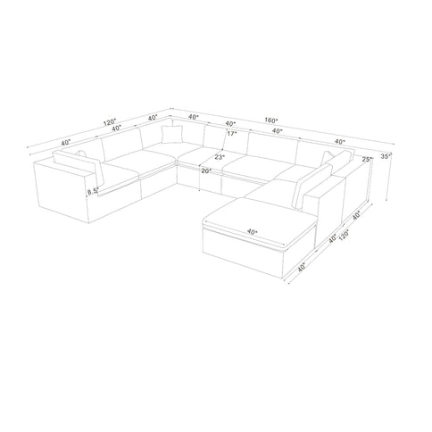 Custom Configuration Modular Sectional With Toss Pillows