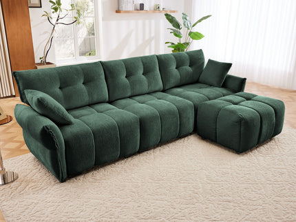 Sofa Set With Ottoman And Pillows, Textured, High Resilience Cushions