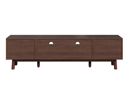 TV Stand For 75" TVs With Soft Closing Doors, Console With Accents And Drop Down Cabinet - Dark Brown