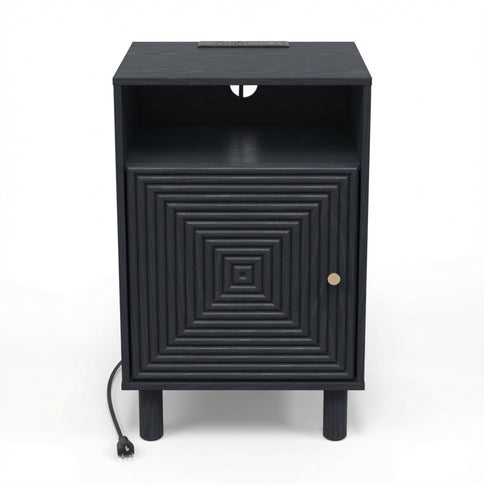 Nightstand With Charging Station & Storage