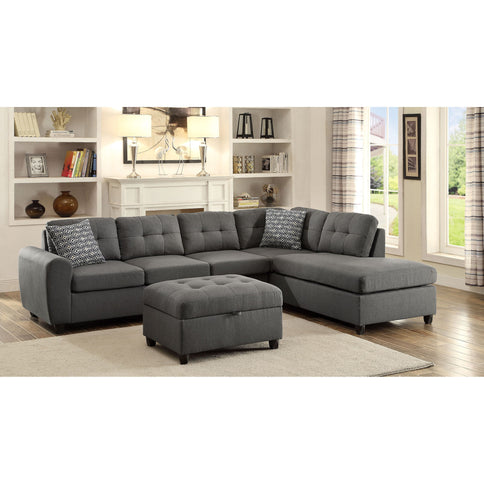 Balta - 2 Piece Loose Back Sectional With Ottoman Upholstered - Gray