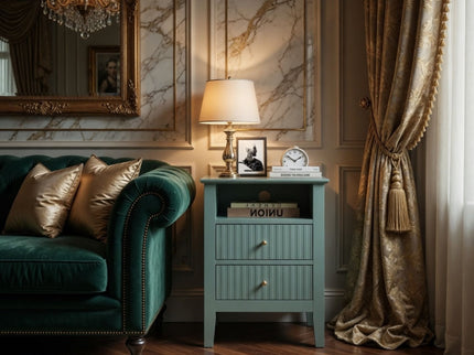 Fluted Nightstand With 2 Drawers