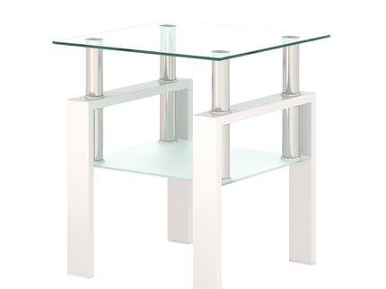 Modern Tempered Glass Tea Table, End Square Table For Living Room