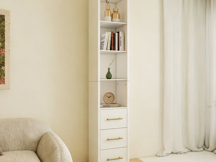 Rectangular Side Storage Cabinet With 3 Drawers For Bedroom - White
