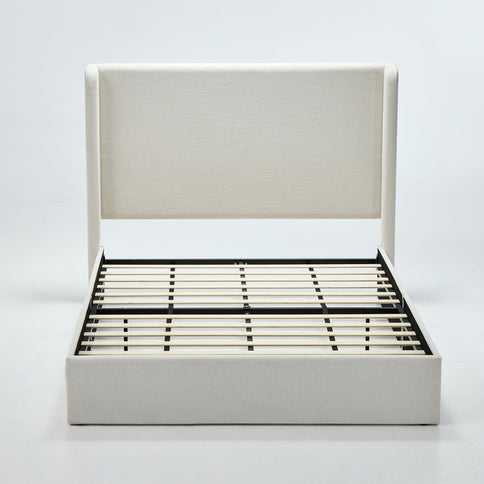 Carmen - Full Size Upholstered Wingback Bed - Ivory