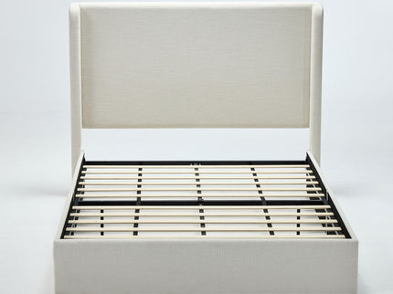 Carmen - Full Size Upholstered Wingback Bed - Ivory