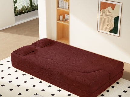 Modern Floor Sleeper Sofa Bed With 2 Pillows, Convertible Twin Size Folding Mattress For Living Room