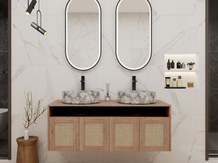 Bathroom Vanity With Art Sink, 2 Soft Close Doors, Float Mounting Design