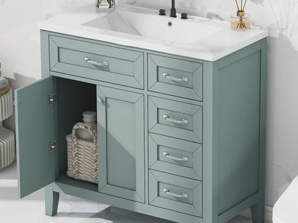 Modern Bathroom Vanity With Sink, Freestanding Design With Drawers And Doors