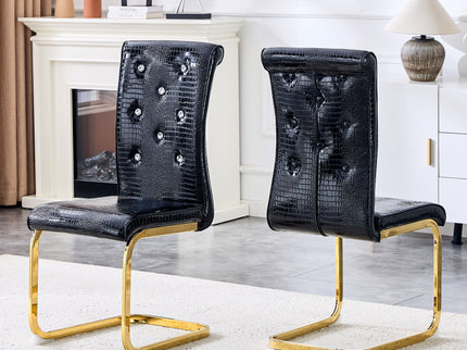 Elegant Design Alligator Skin Upholstered Dining Chairs