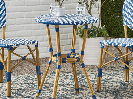 French Bistro Table Outdoor Elegance - White / Blue