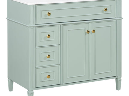 Bathroom Vanity With Sink, 3 Drawers & 2 Doors