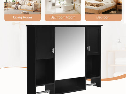 Wall Mounted Bathroom Storage Cabinet With Mirror, Medicine Cabinet With Towel Bar