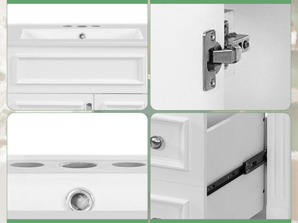 Bathroom Vanity With Sink, Compact Cabinet & 2 Drawers And Adjustable Shelf