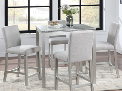 5 Piece Counter Height Table Set, Square Table And 4 Upholstered Chairs