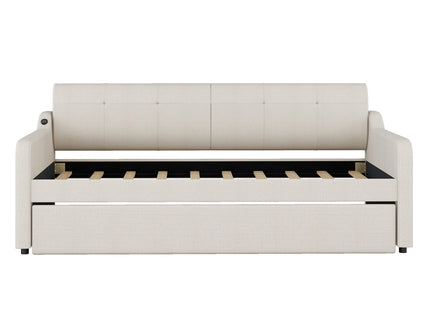 Upholstered Daybed With Trundle And USB Charging