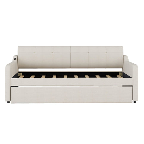Upholstered Daybed With Trundle And USB Charging