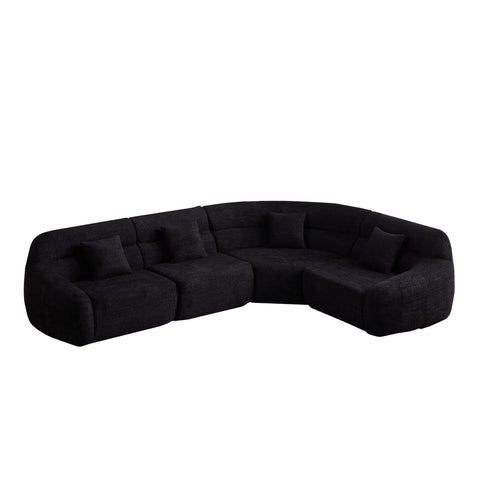 Luxury Curved Corner Sectional Sofa With 4 Pillows
