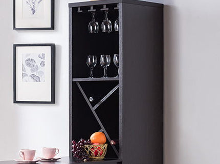 Bar Cabinet, Extended Table Kitchen Cabinet With Wine Bottle Compartment & Open Shelving - Red Cocoa