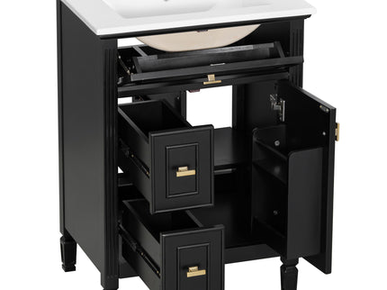Modern Bathroom Vanity With Sink, Flip Drawer, 2 Drawers, Adjustable Shelf