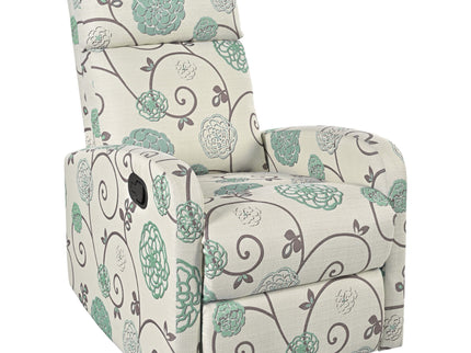 Modern Manual Recliner, Home Theater Chair With Adjustable Backrest For Living Room - Beige / Blue