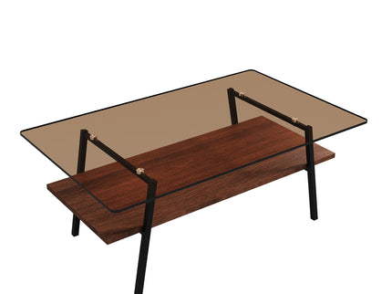 Rectangle Coffee Table, Tempered Glass Tabletop Modern Table For Living Room