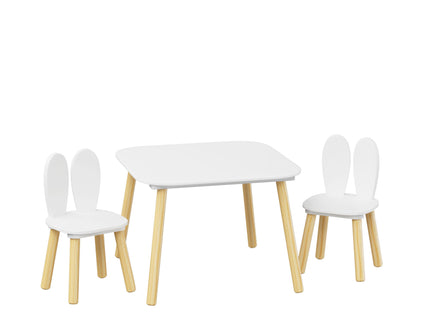 Rabbit Themed Table And 2 Chairs Set - White