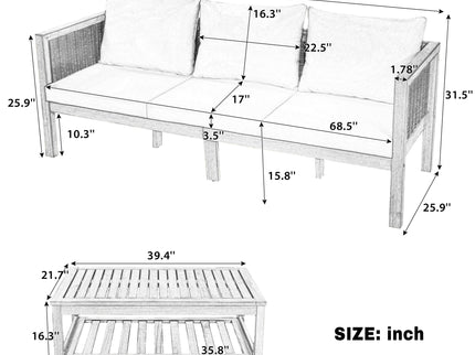 Patio Set Outdoor With Coffee Table And Cushions