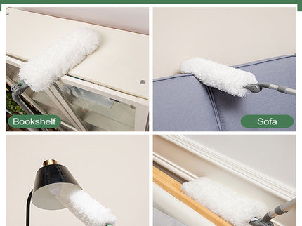 Long Handle Duster With Extension Bar, Home Dust Collector - White