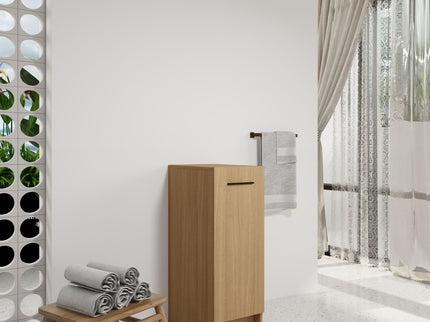 Slim Freestanding Bathroom Storage Cabinet - Light Oak