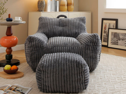 Giant Bean Bag Chair With Armrests And Footstool