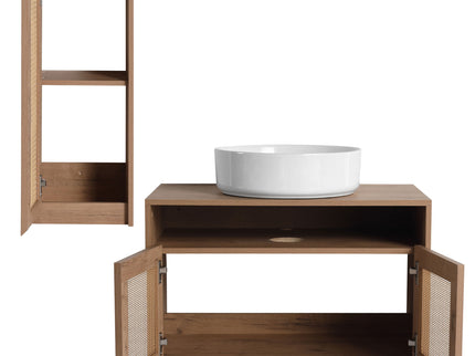Bathroom Vanity With Art Sink And Side Cabinet, Float Mounting Design