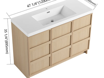 Freestanding Bathroom Vanity With Sink & 2 Soft Close Cabinet Doors