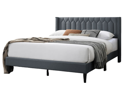 Platform Bed With Diamond Tufted Headboard