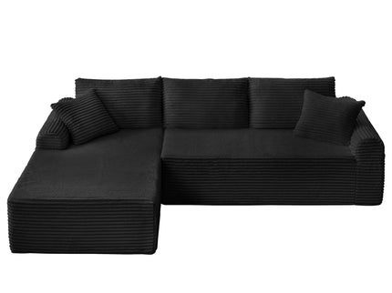 Modular Sectional With Arched Armrests, Includes 3 Back Cushions & 2 Throw Pillows