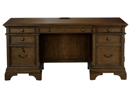 Stigham - 5 Drawer Credenza Office Desk - Oak