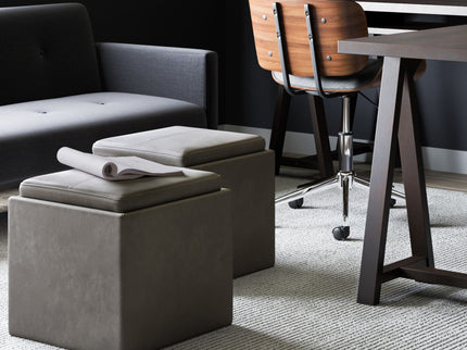 Rockwood - Upholstered Cube Storage Ottoman With Tray