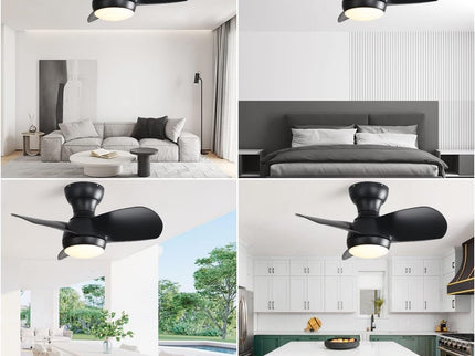 23" Bedroom Ceiling Fan With 3 Color Dimmable 3 ABS Blades Remote Control Dc Motor With 18W Led Light