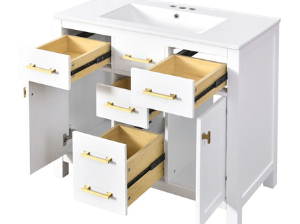 Bathroom Vanity With Sink Combo Set, Modern Bathroom Cabinet With 4 Drawers