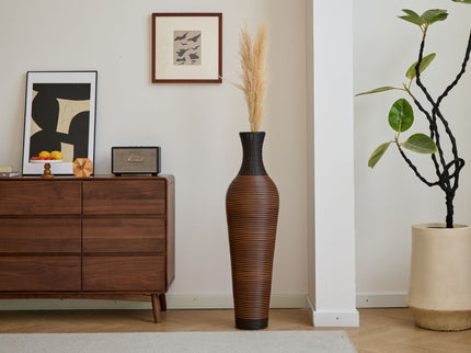 Tall Standing Designer Floor Vases With Elegant 2 Tone Finishes Ideal For Decorating Living Rooms, Bedrooms, Entryways Perfect For Decorating Your Home - Black / Gray