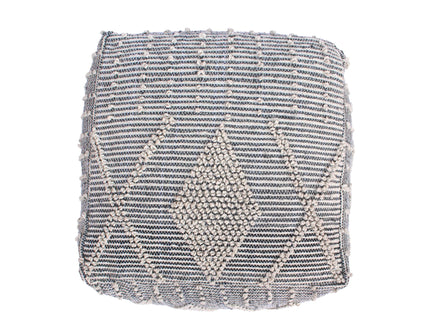 Diamond - Handcrafted Faux Yarn Pouf - Ivory / Gray