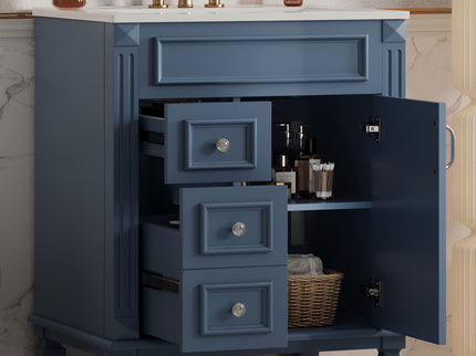 Bathroom Vanity With Sink, Compact Cabinet & 2 Drawers And Adjustable Shelf